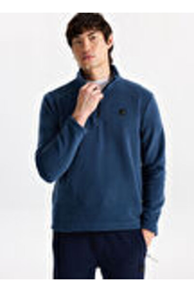 Discovery Expedition D5WM-SWT3300 Mavi Fermuarlı Basic Erkek Polar Sweatshırt