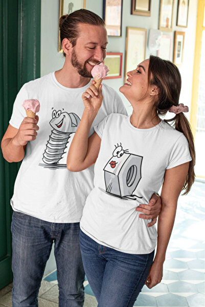 MVRDAR Tricouri pentru cupluri set 2 bucati din 100% bumbac