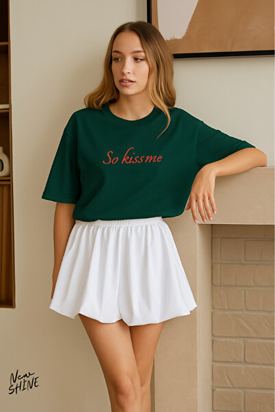 New Shine تي شيرت So Kiss Me مطبوع قصة فضفاضة