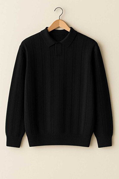 ZMODA SOFT Polo Open Collar Stripe Patterned Old Money Slim Fit Knitted High Quality Soft Long Sleeve Men's Sweater