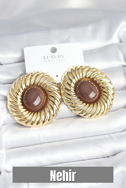 Nehir Brass Gold Color Brown Beaded Vintage Women Earrings Valentine's Mother...