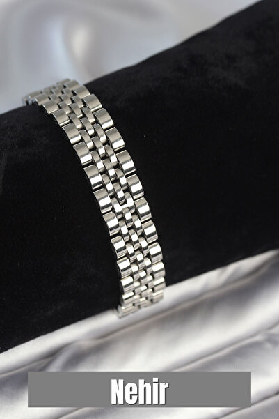 Nehir سوار رجالي من الفولاذ 316L بسمك 12 مم بلون فضي لعيد الحب وعيد الأم والم...