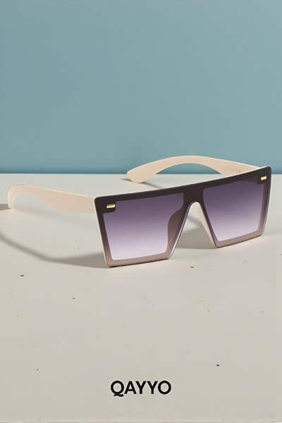 QAYYO Accessories Suny Luxury Unisex White Frame Black Glass Sunglasses