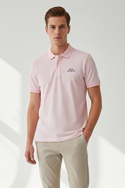 Sabri Özel Pembe Regular Fit 100% Pamuklu Polo Yaka Tişört
