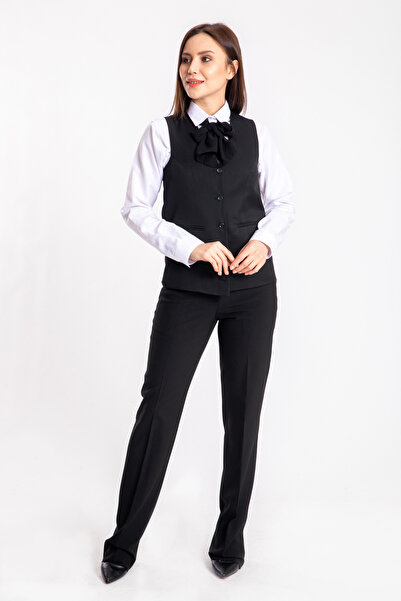 DAŞ ÜNİFORMA Classic Women Waitress Vest Black Work Uniform