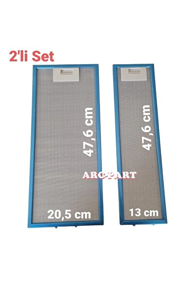 ARÇELİK P180 ASPİRATÖR ALÜMİNYUM FİLTRE - 2'Lİ SET - ( 20,5 x 47,6 cm / 13 x 47,6 cm )