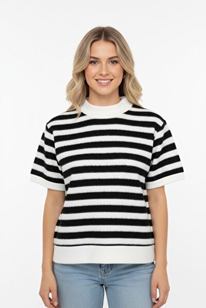 FLEXIFY Basic Çizgili Bisiklet Yaka Triko T-shirt