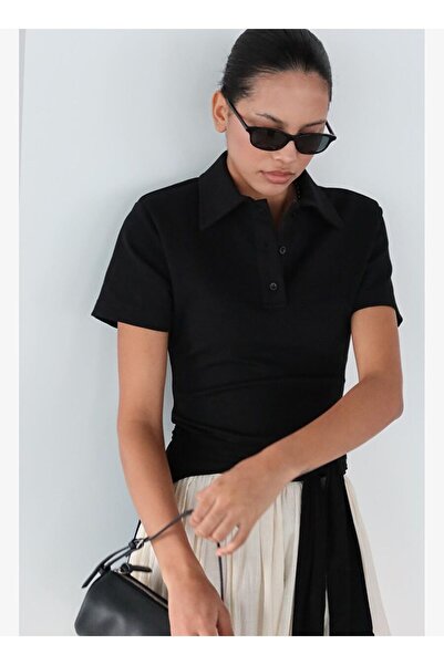 Suud Collection Siyah Jane Polo Yaka Tişört