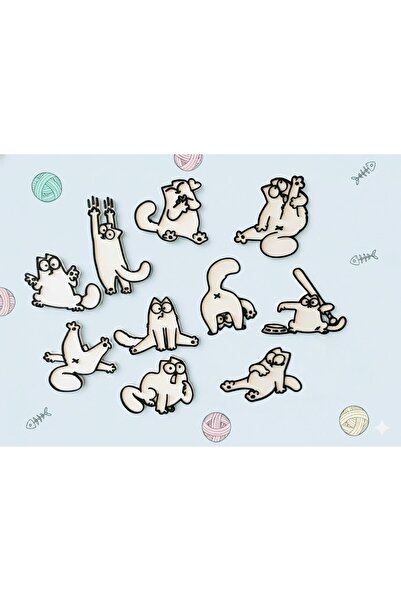 Gamy Crafts 10'lu Komik Kedi Magnet Seti | Eğlenceli Buzdolabı Süsü | Sevimli...