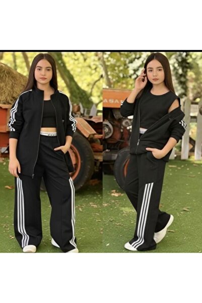 KOKOŞ BEBEK New Season 3-Piece Stylish and Sporty Special Design Girl's Set - 9/16 Years Old 31578