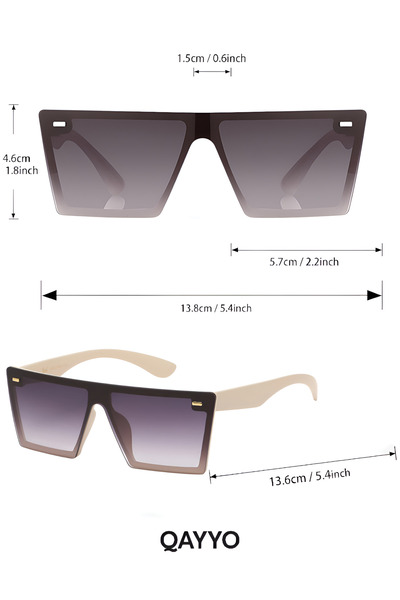 QAYYO Accessories Suny Luxury Unisex White Frame Black Glass Sunglasses