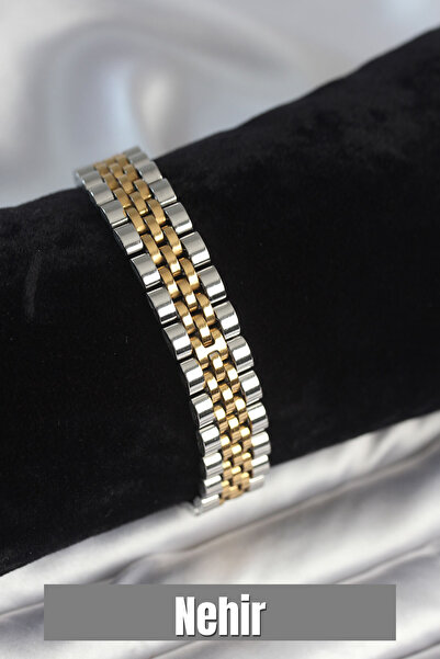 Nehir 316L Steel 12mm Thick Gold and Silver Color Men's Bracelet Valentine's ...