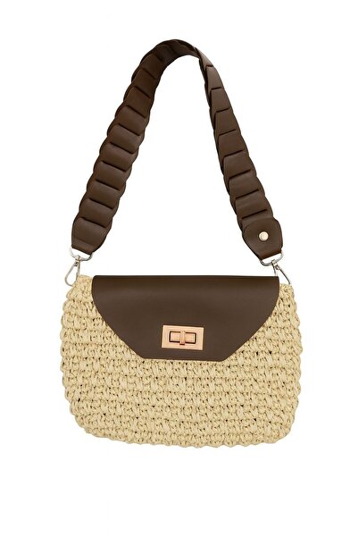 SIBERIAN WELNESS Women's Hand Knitted Straw Shoulder Bag