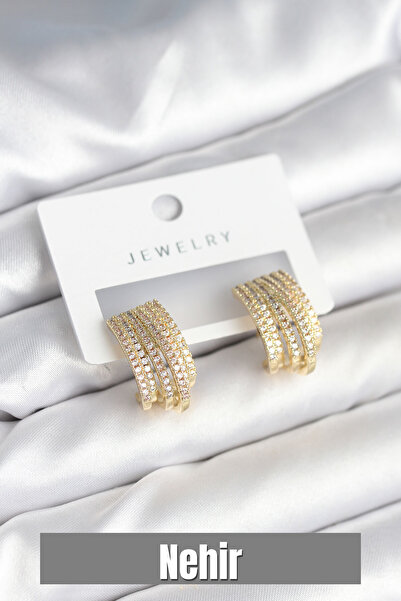 Nehir أقراط نسائية من النحاس الأصفر مرصعة بحجر الزركون، هدية مثالية لعيد الحب...