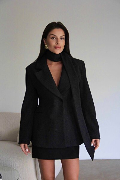 Berf Premium Design Cashmere Jacket with Shawl Detail (Belted) and Lining