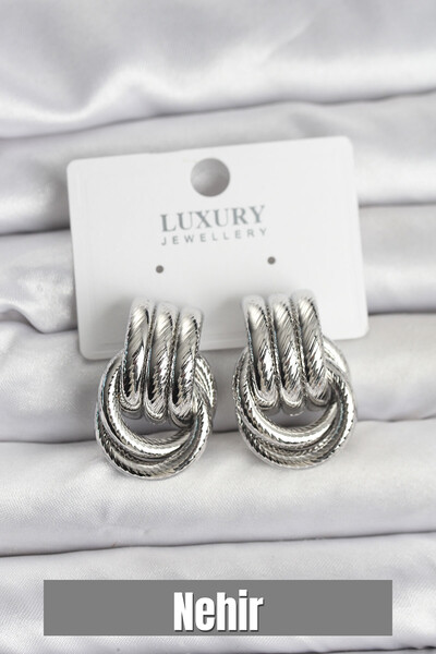 Nehir أقراط نسائية من النحاس على شكل حلقة فضية اللون هدية لعيد الحب والأمهات ...