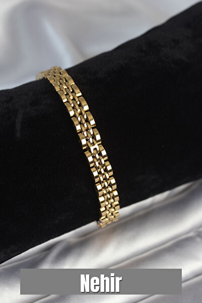 Nehir سوار رجالي من الفولاذ 316L بسمك 7 مم بلون ذهبي لعيد الحب وعيد الأم والم...