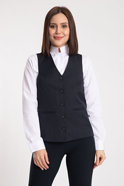 DAŞ ÜNİFORMA Classic Women Waitress Vest Black Work Uniform