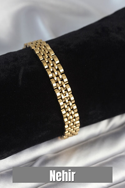 Nehir سوار رجالي من الفولاذ 316L بسمك 9 مم بلون ذهبي لعيد الحب وعيد الأم والم...