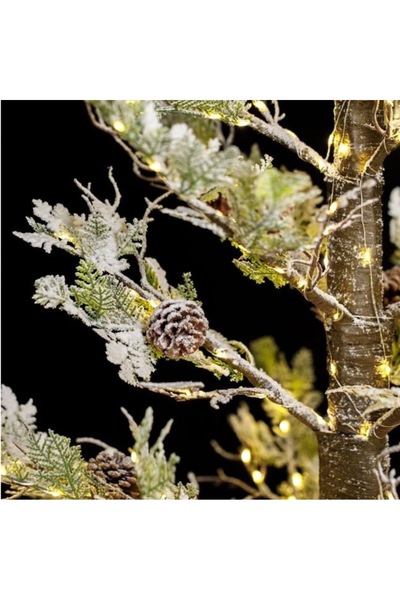 Brad de Craciun Artificial Snowy Christmas Tree 180 cm with Natural Cones and 600 LED Lights Premium Model