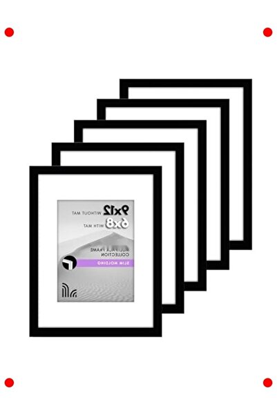 markentegra Black 9X12 Picture Frame Set (5 Pieces) - Mat Included