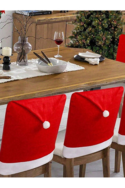 Veille Christmas Party Decoration - 6-Piece Red Santa Hat Chair Cover 60*50 cm