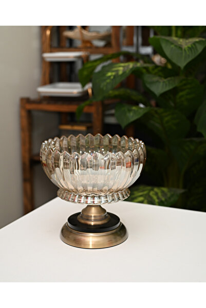 Nadisse Antik Gold Ayaklı Cam Sunum Kasesi – Şık Masa Üstü İkram ve Dekor Ürü...