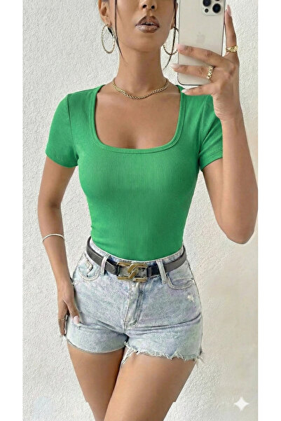 MaxiMor TRIOC DE DAMĂ CU GÂRĂ ÎN U din material elastic CU MÂNĂ SCURTĂ