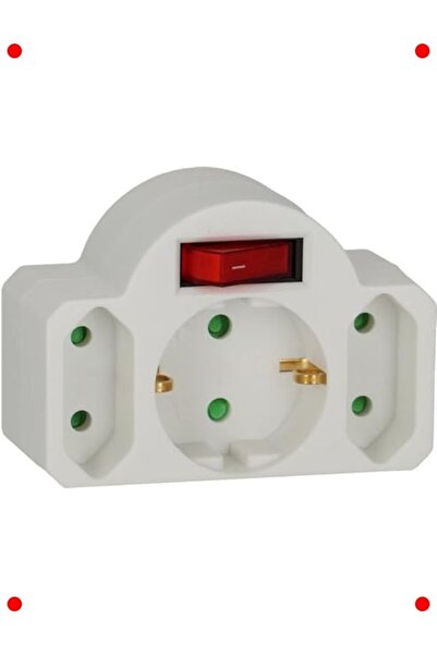 markentegra مقبس كهربائي 2+1 مع مفتاح أمان - أبيض