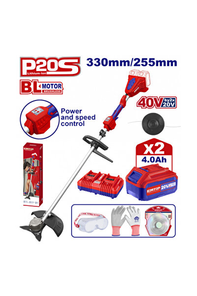 EMTOP Electric brushcutter / Trimmer ELMR200285 with cord, 2 batteries 4.0Ah