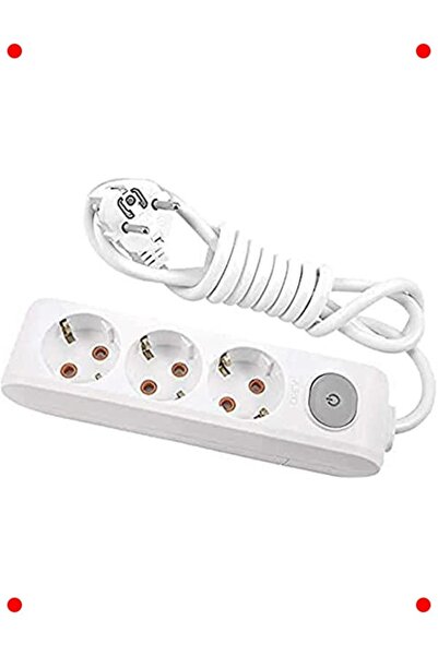 ulupazarlama 3-Plug Socket with Switch - Childproof, with 5 Mt Cable