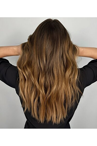 Trendpostiş Kumral Kahverengi Yarımay Dalgalı Çıtçıtlı Saç Postiş 60 Cm 120 g...