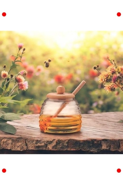 markentegra Glass Honey Jar with Bamboo Lid and Spoon 420ml