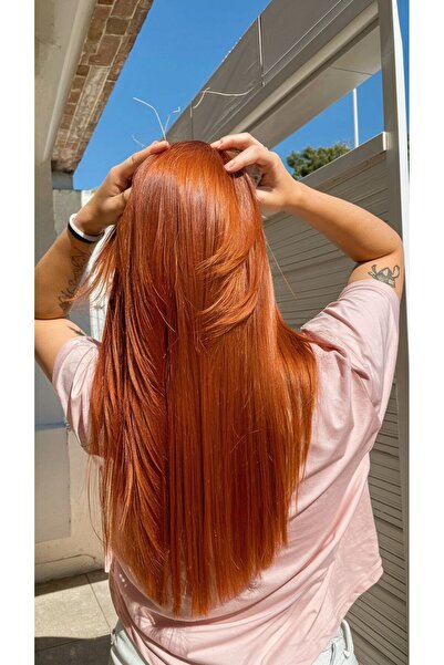 Trendpostiş Bakır Yarımay Düz Çıtçıtlı Saç Postiş 60 Cm 120 gr Isıya Dayanıkl...