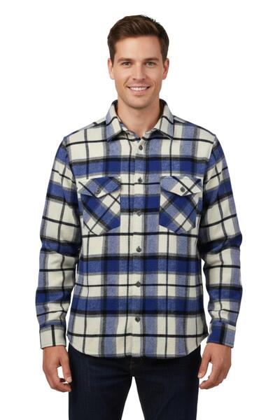 wolente Men's Winter Double Pocket Hooded Lumberjack Shirt Bgl-St04930