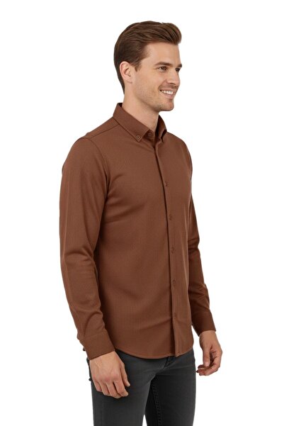 ADVANTE Cămașă sport pentru bărbați slim fit cu mânecă lungă Honeycomb material reiat BGL-ST04824