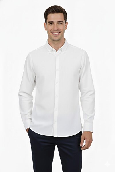 ADVANTE Cămașă sport pentru bărbați slim fit cu mânecă lungă Honeycomb material reiat BGL-ST04824