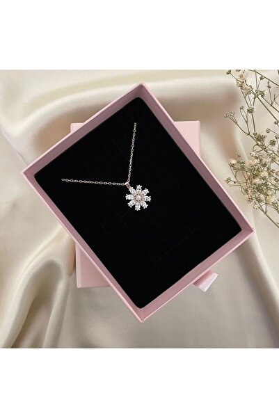 Lovera Jewellery 925 Ayar Gümüş Rose Beyaz Taşlı Papatya Çiçeği Flowers Kadın...
