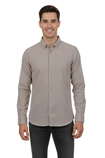 ADVANTE Cămașă sport pentru bărbați slim fit cu mânecă lungă Honeycomb material reiat BGL-ST04824