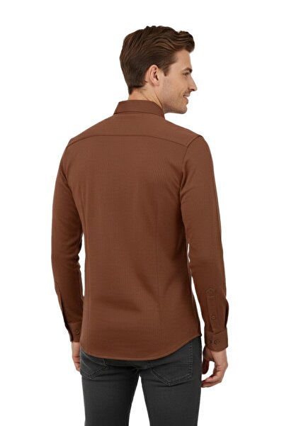 ADVANTE Cămașă sport pentru bărbați slim fit cu mânecă lungă Honeycomb material reiat BGL-ST04824