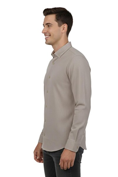 ADVANTE Cămașă sport pentru bărbați slim fit cu mânecă lungă Honeycomb material reiat BGL-ST04824