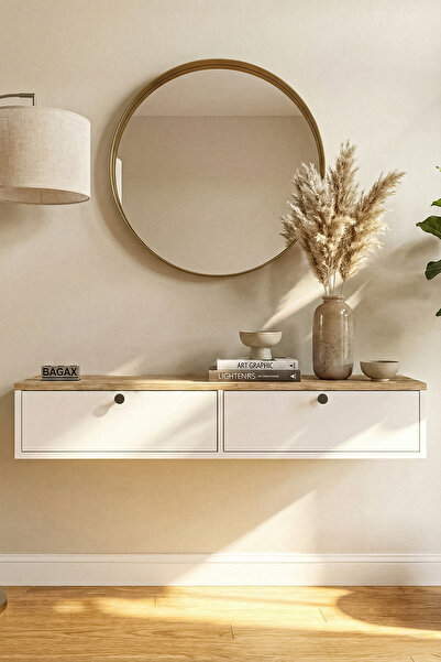 BAGAX Çift Kapaklı Modern Dresuar Antre Hol Dekoratif Dresuar Mobilya 120 CM