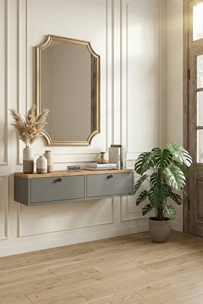 BAGAX Çift Kapaklı Modern Dresuar Antre Hol Dekoratif Dresuar Mobilya 90 CM