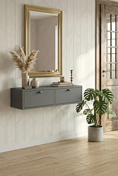 BAGAX Çift Kapaklı Modern Dresuar Antre Hol Dekoratif Dresuar Mobilya 90 CM