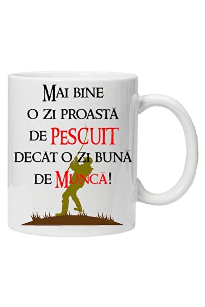 CRD PRINT Personalized mug "Better a bad day of fishing....", CRD PRINT, 330ml, white