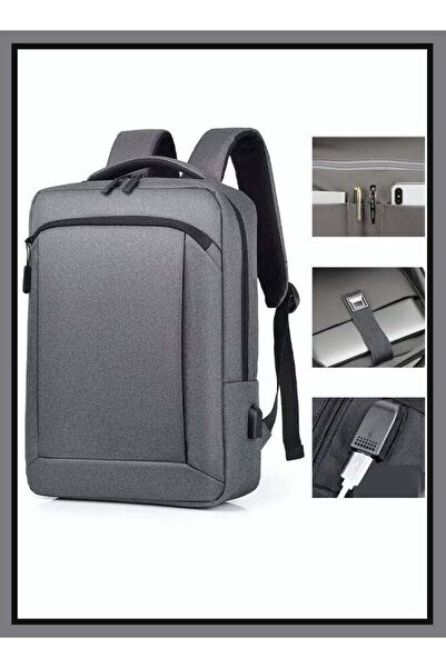 Arabest Multifunction Waterproof Backpack with USB Port Casual Minimalist Oxford for Men Dark Grey