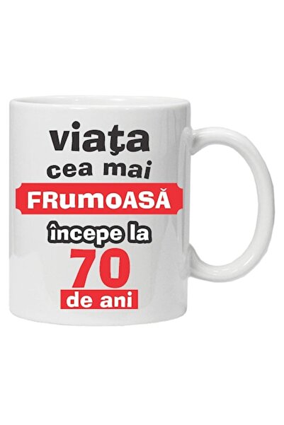 CRD PRINT Personalized mug 'Life is beautiful starting at...', 70 years, CRD PRINT, 330ml, white