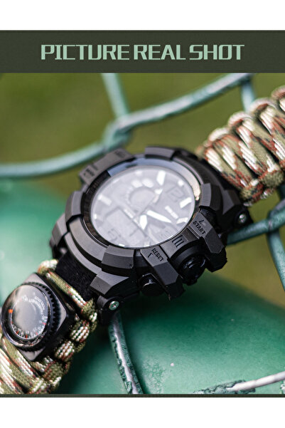 shiyunmei Lifeline dual display electronic watch, field emergency flint whistle compass, men's sports watch