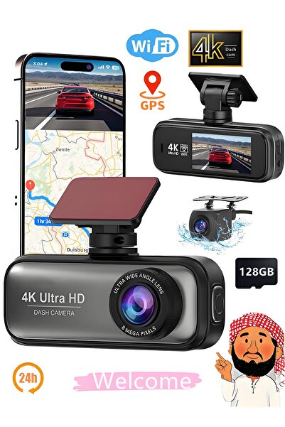 Makrystorm كاميرا سيارة 4K Dash Cam مزدوجة العدسة بدقة 1080 بكسل وكاميرا خلفي...