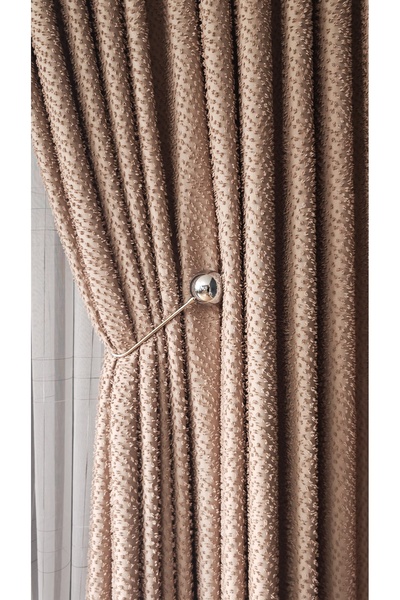 Yuka Cappuccino Color Panel Curtain Tassel Single Panel 1/3 Fold Pleated Luxury Series Heavy Weight